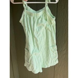 Old Navy‎ Girls Romper Playsuit Size 5T Mint Green Terry Cloth Tie Straps